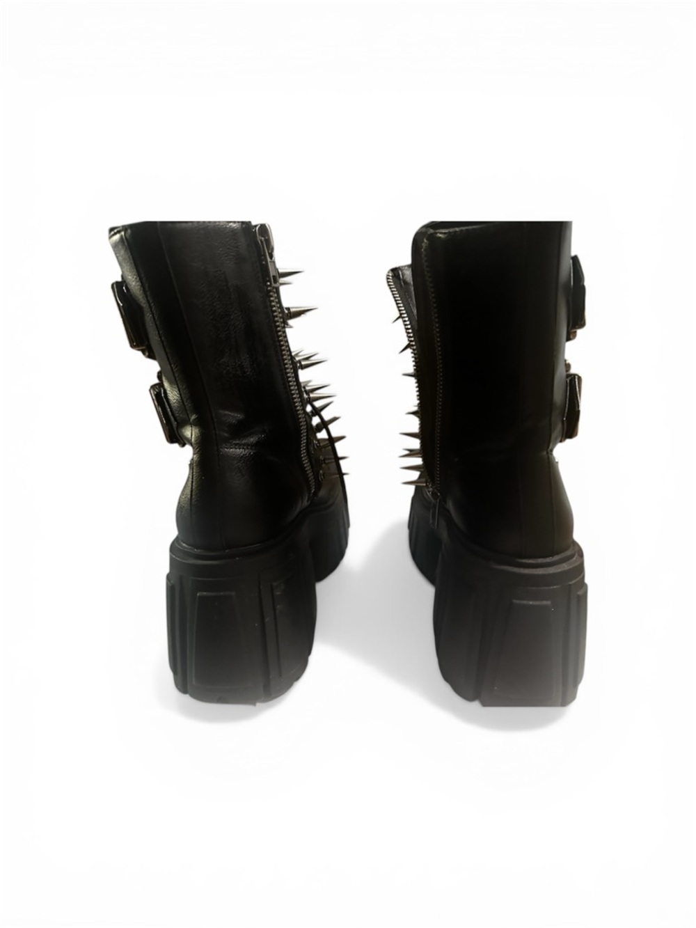 Black Spiked Platform Combat Boots - Women - Picture 3 of 3